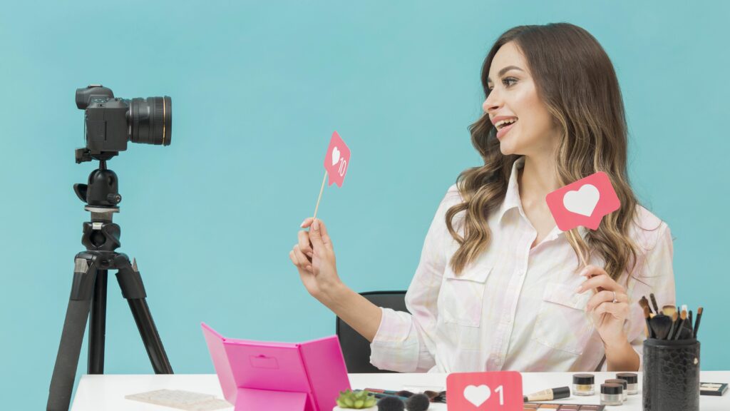 women recording video