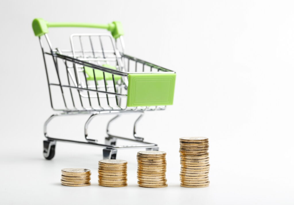 shopping cart and coins image