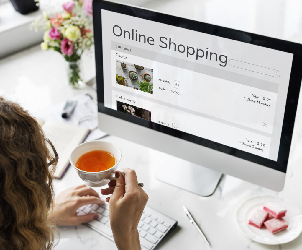 women doing online shopping