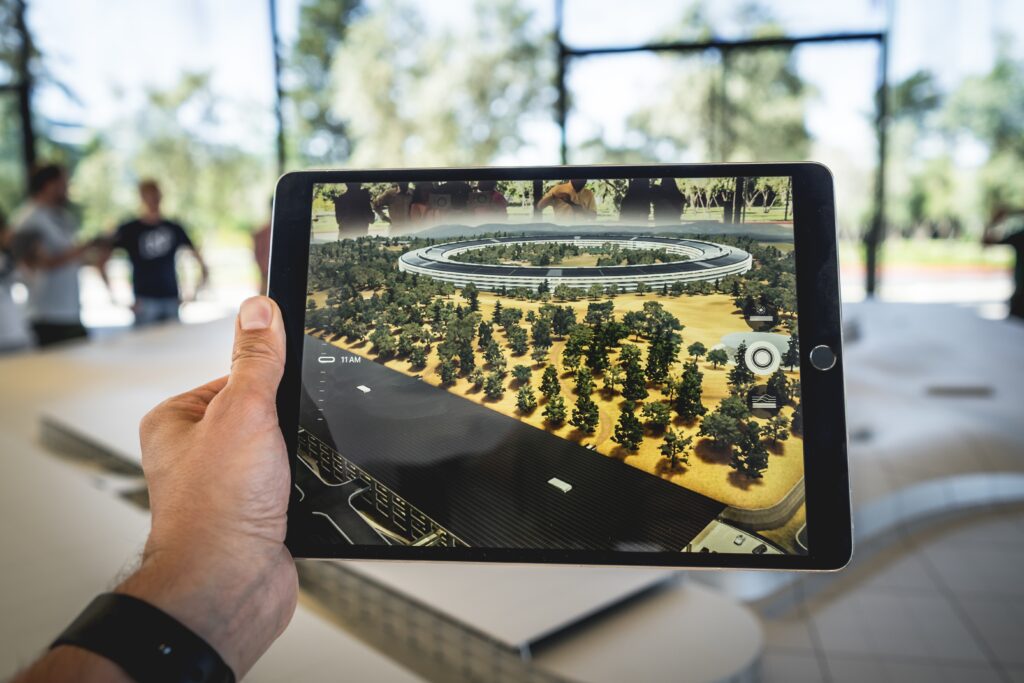 a person using AR VR on tab