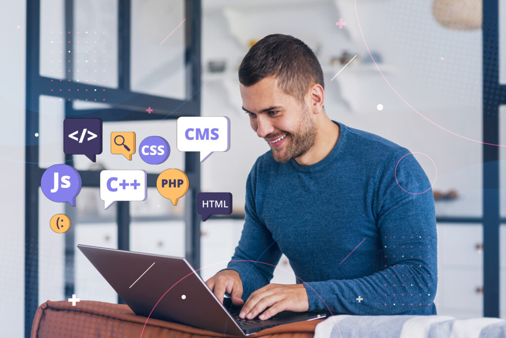 web developer working on his computer