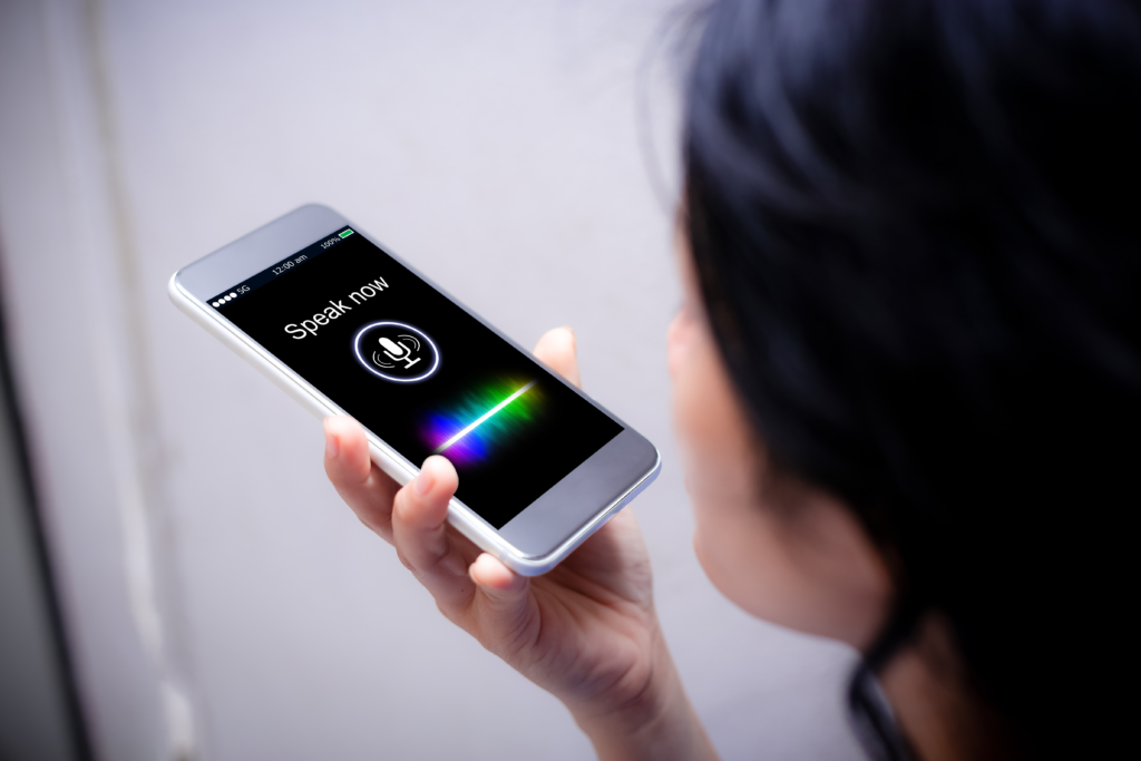 a person voice searching in phone