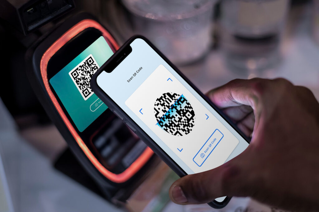 contactless payment via QR scanner