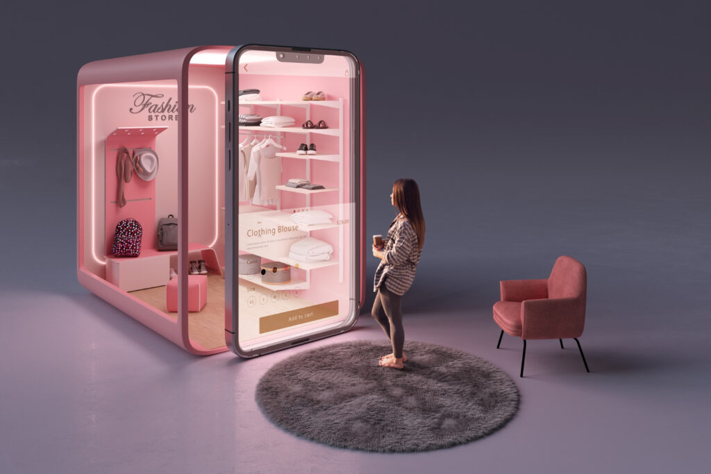 women shopping online on phone
