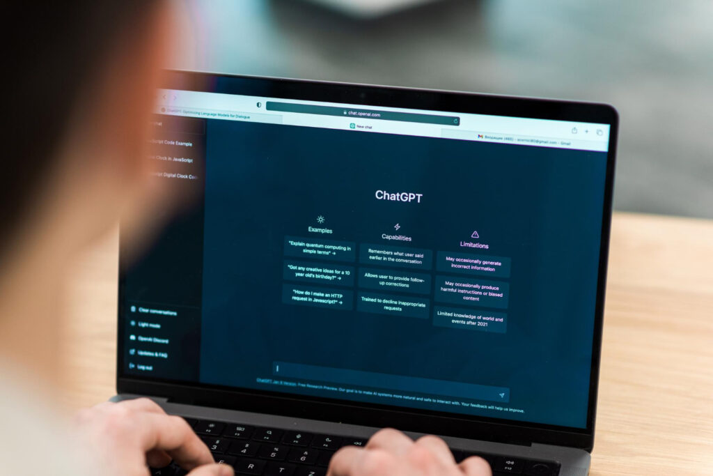 a person using ChatGPT for writing content