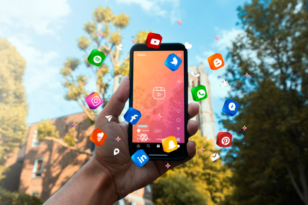 social media in phone illustration