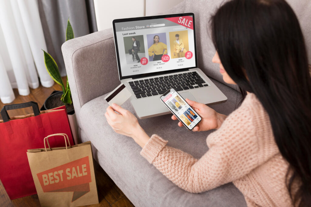 a woman ordering things from online shop